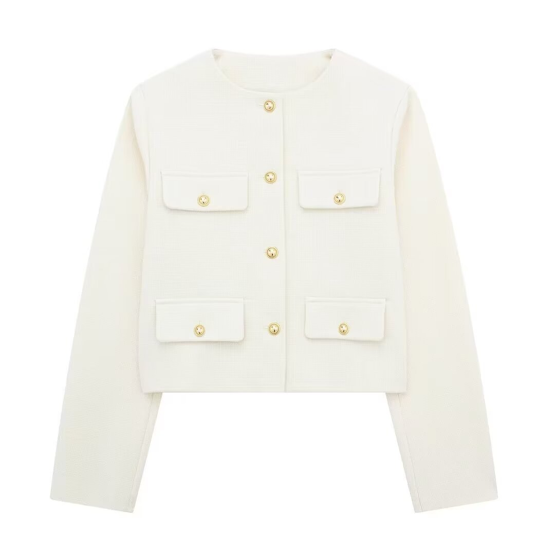 Fashion Casual Flip Trim Short Coat