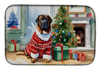 Tibetan Mastiff Cozy Christmas Dish Drying Mat