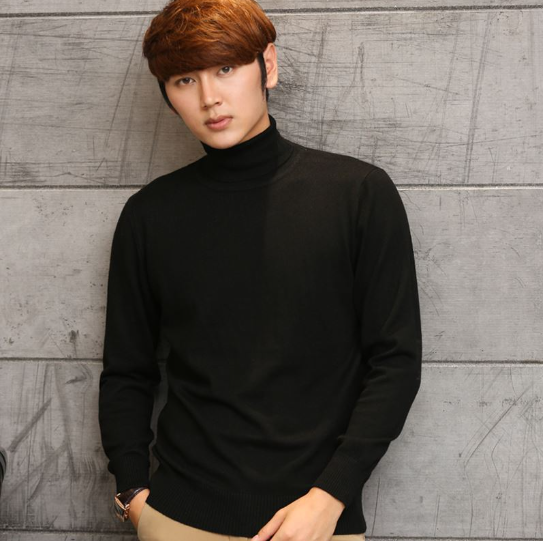 Men's Casual Turtleneck Sweater - Round Neck Style
