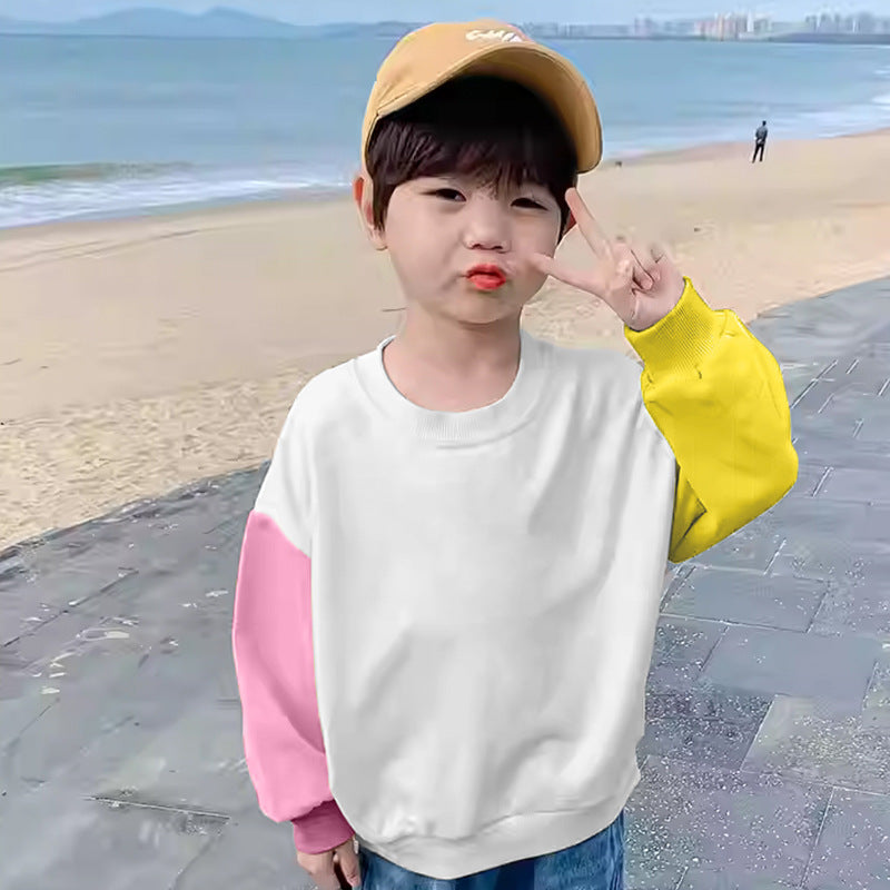 Autumn Girls' Hip-Hop Color Block Printed Sweater
