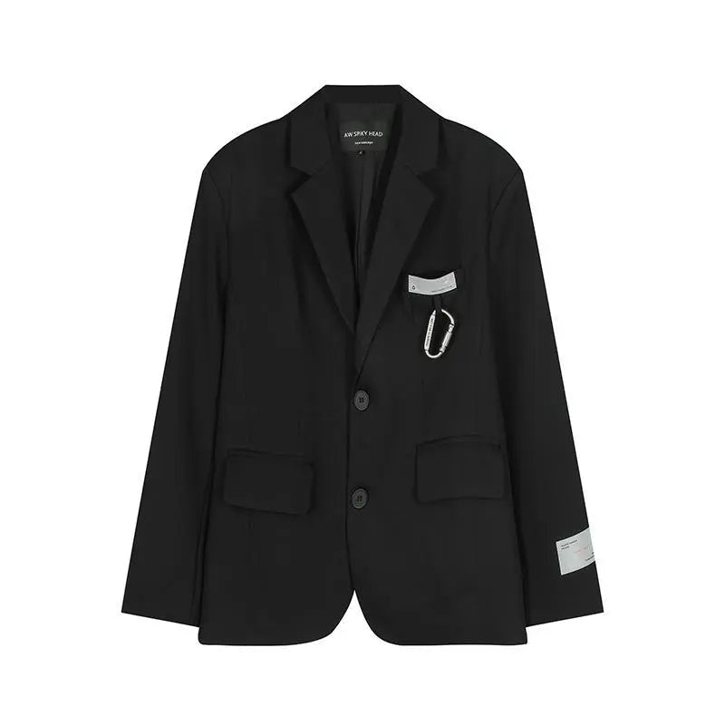 Black Suit Jacket - Men's Casual Loose Blazer Outerwear