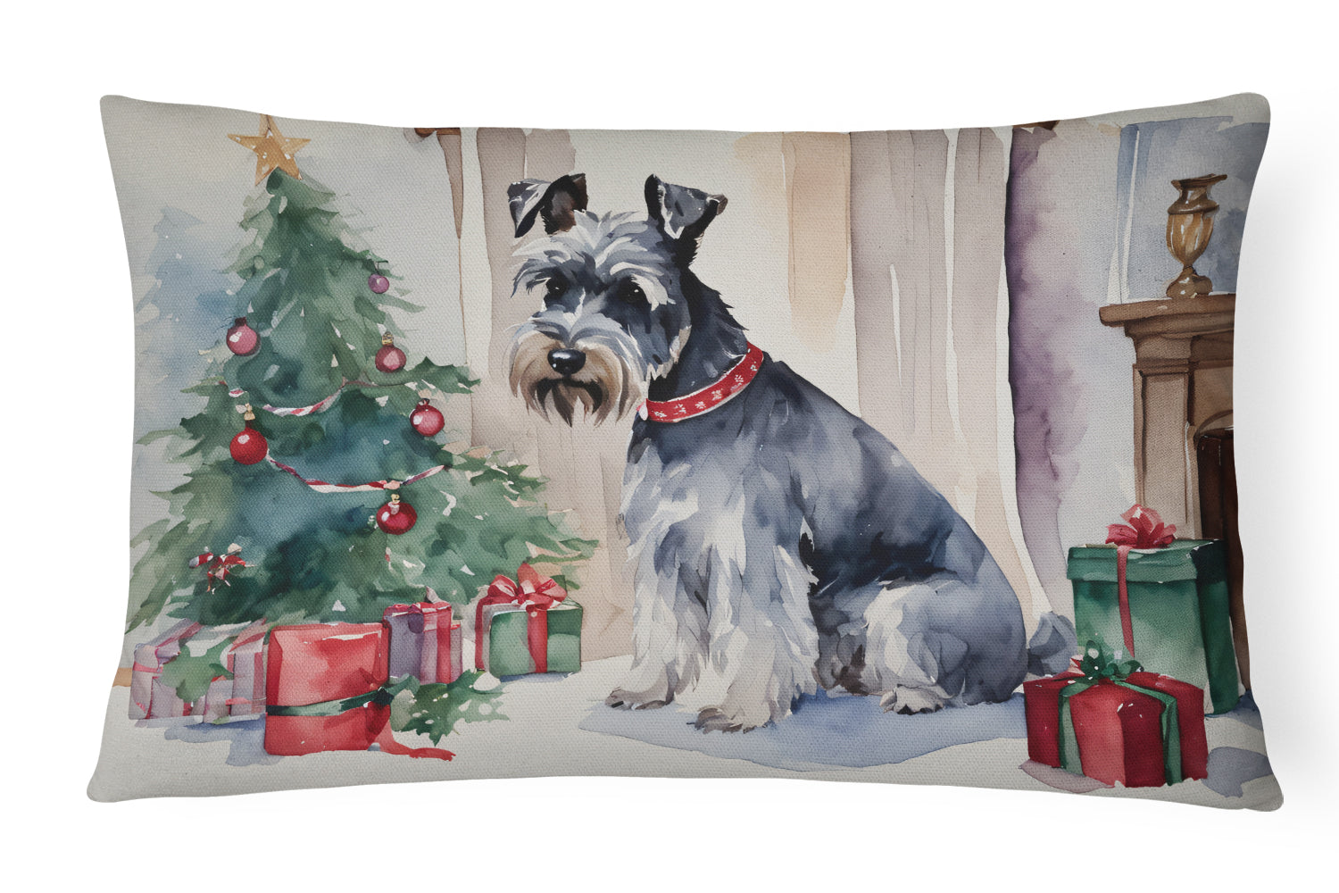 Schnauzer Christmas Throw Pillow