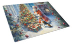 Fox Terrier and Santa Claus Glass Cutting Board