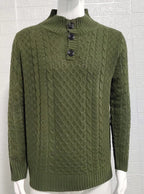 Men's Solid Half High Neck Slim Long Sleeve Sweater