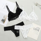Women Lace Bra and Briefs Set - Wire-Free Lingerie