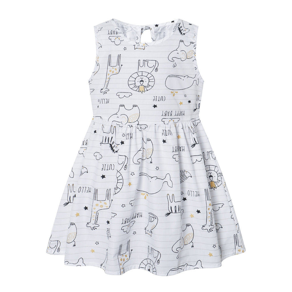 Baby Cotton Sleeveless Printed Dress for Kids