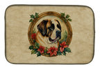 Saint Bernard Christmas Flowers Dish Drying Mat