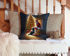 Tibetan Terrier and Santa Claus Throw Pillow