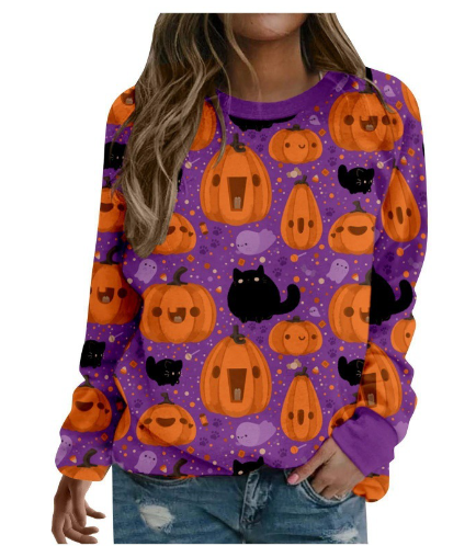 Halloween Women's Printed Long Sleeve Sweater