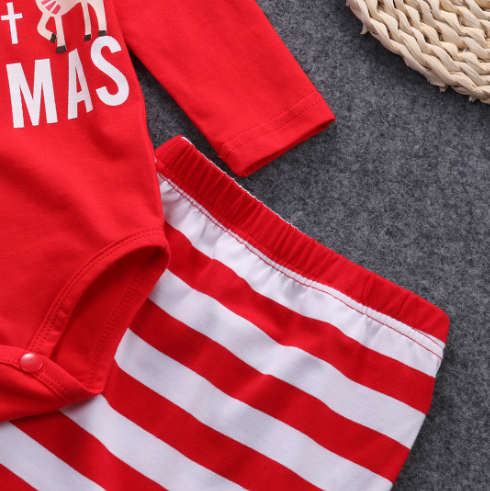 Children's Christmas Romper Set with Long Pants & Sleeves