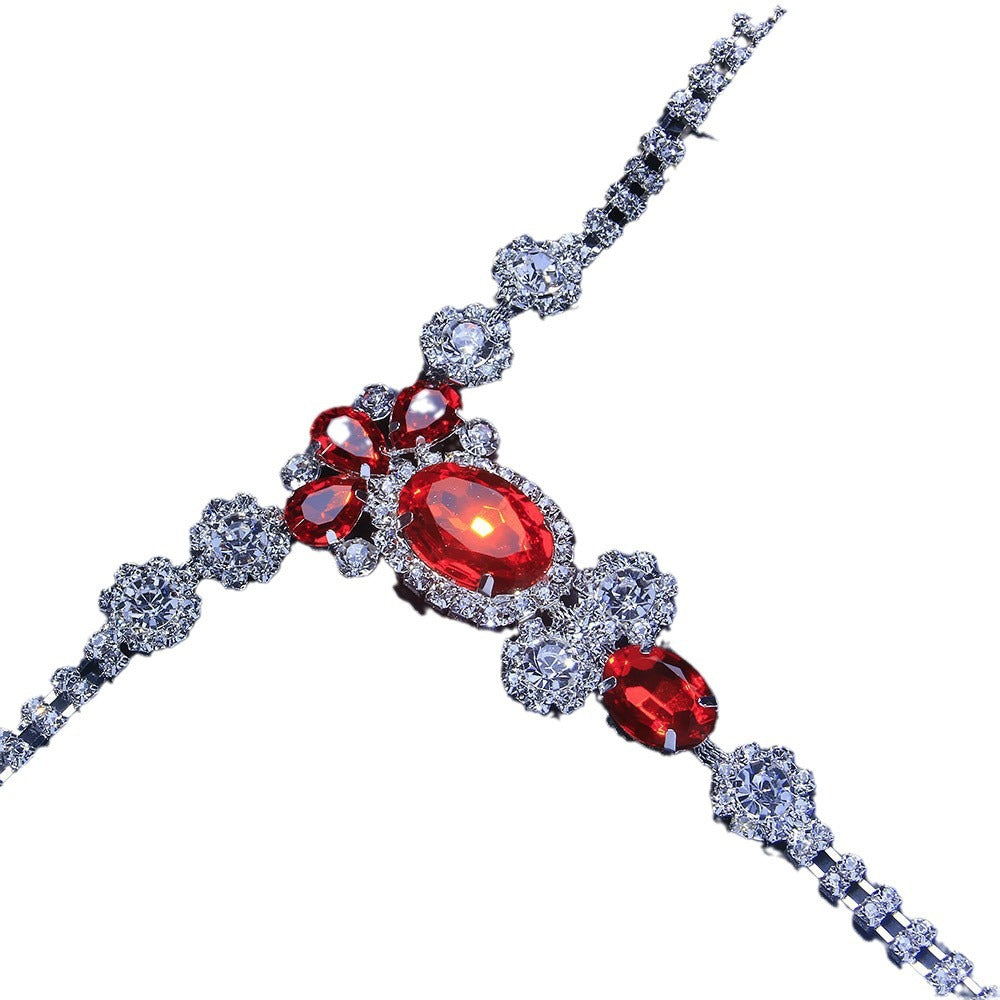 Ruby Rhinestone Thong Waist Body Chain