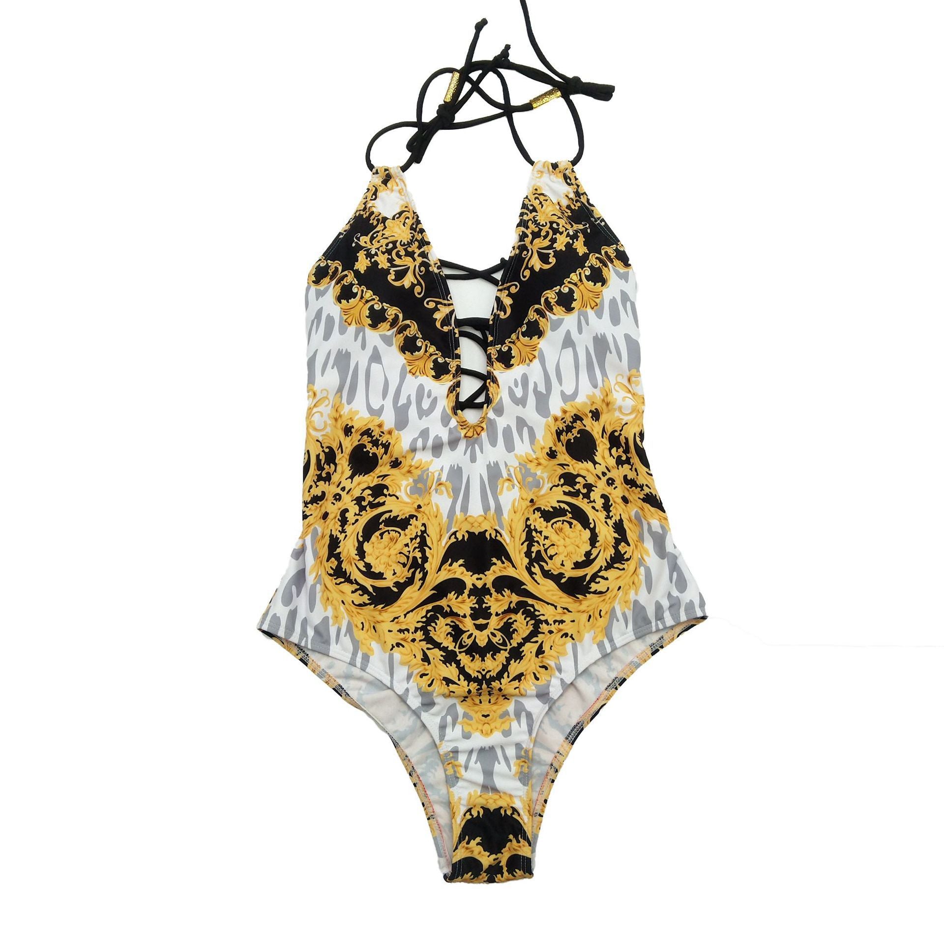 Women's One-Piece Swimsuit with Print Bikini Design