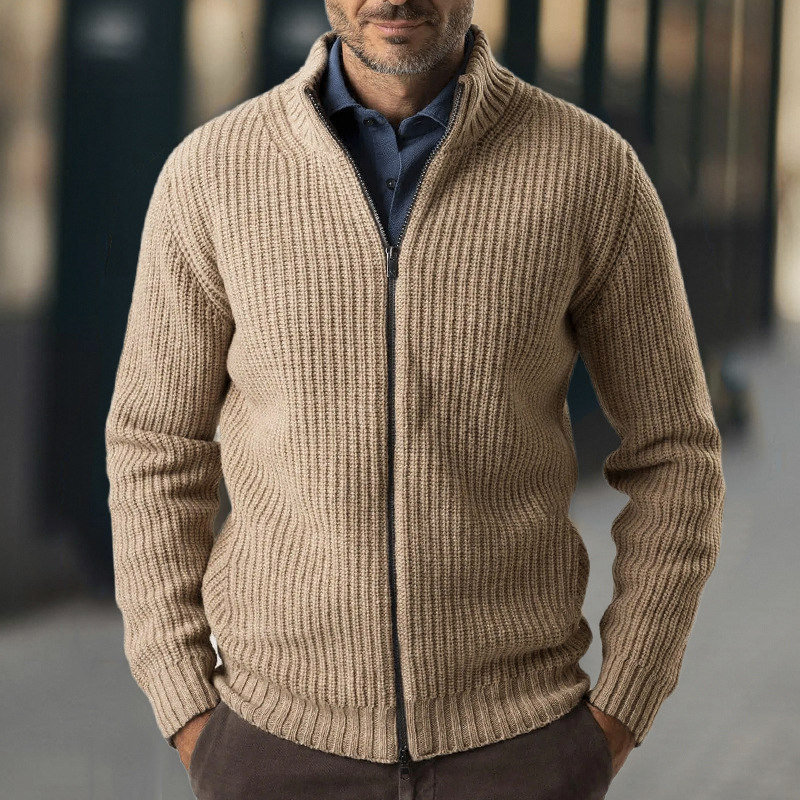 Men's Retro Slim Fit Stand-up Collar Cardigan