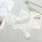 Women Lace Bra and Briefs Set - Wire-Free Lingerie