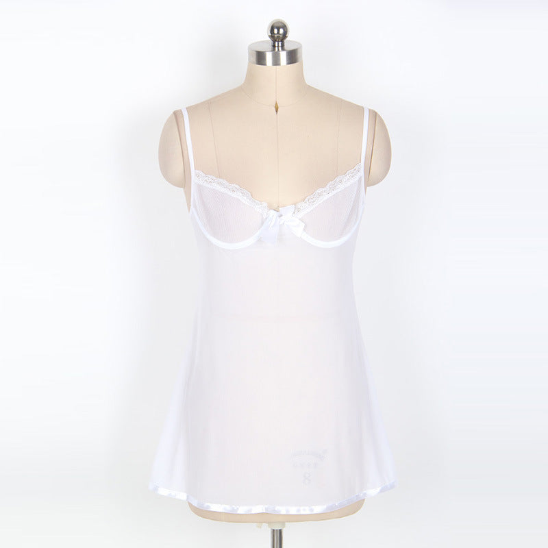 Lace and Mesh Lingerie Set with Sexy Nightgown