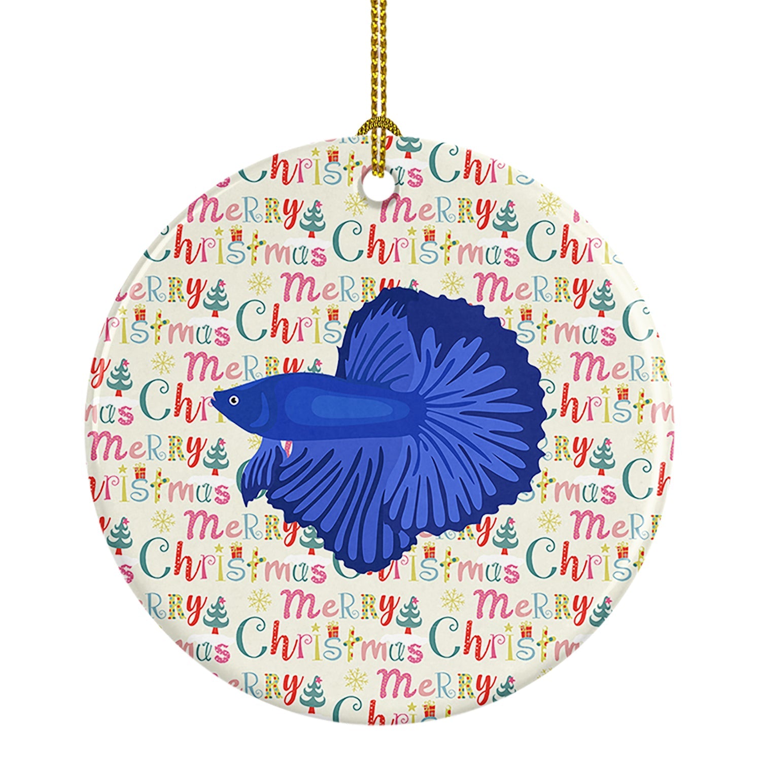 Super Delta Tail Betta Christmas Ceramic Ornament