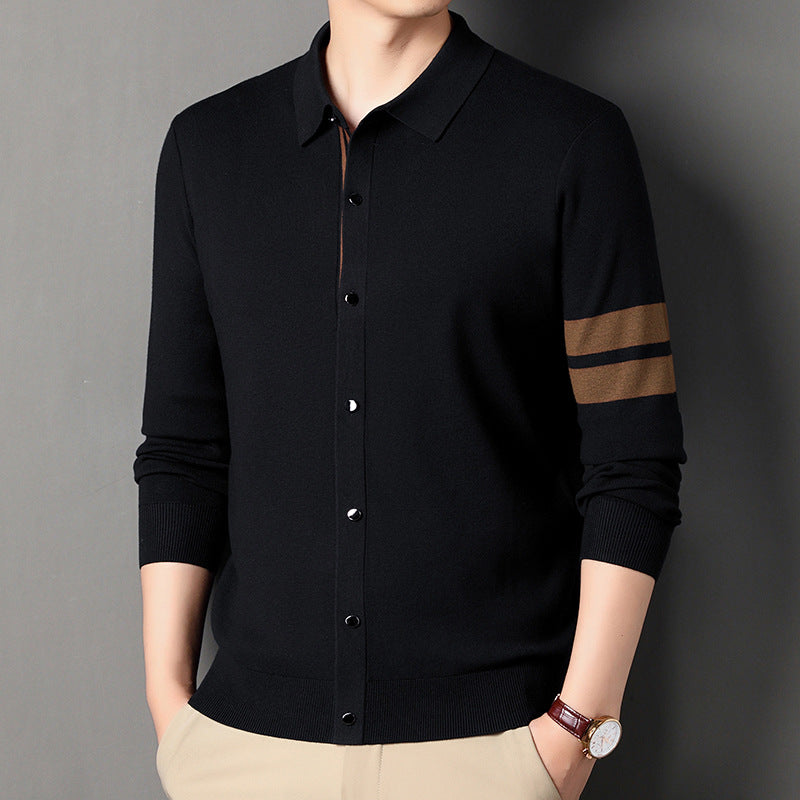 Men's Lapel Long Sleeve Cardigan Sweater Coat