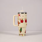 Christmas Stainless Steel Mug 40oz with Handle & Straw