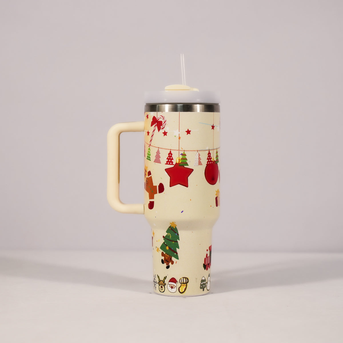 Christmas Stainless Steel Mug 40oz with Handle & Straw