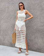New Hollow Knit Tassel Dress Cover-Up for Beach