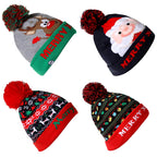New Style! LED Christmas Hat Beanie Light up Illuminate Warm Hat 48 Patterns New Year Snowman Sweater Hat Christmas Decorations | Embroidered Cap