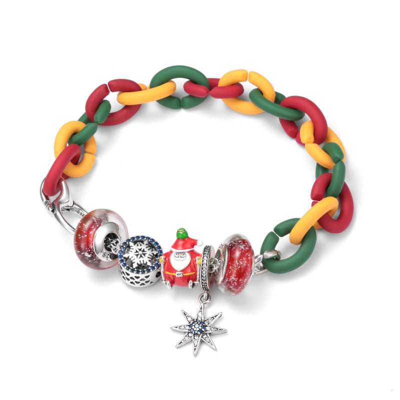 Magic Charms Christmas Snowflake Bead Bracelet Silver