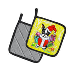 Boston Terrier Stinker That Stole Christmas Pair of Pot Holders