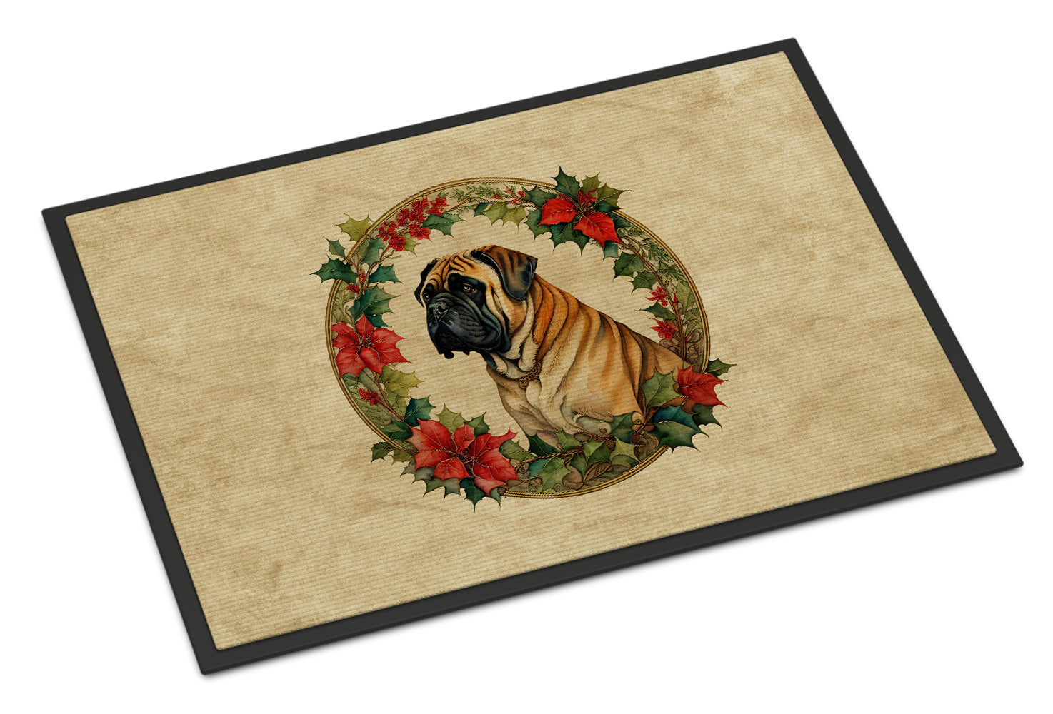 Mastiff Christmas Flowers Doormat