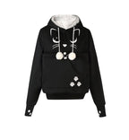 Alien Cat Printed Hooded Sweater for Women