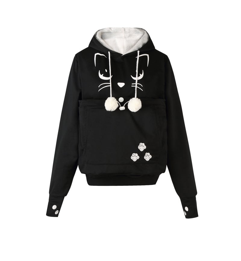 Alien Cat Printed Hooded Sweater for Women
