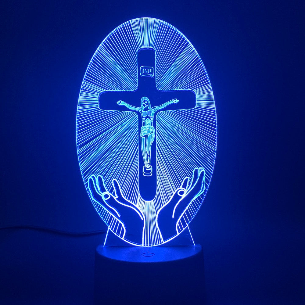 [Duplicate] [Archived] 3D Acrylic Christian Cross Night Light - USB Powered | Christian Home Decor