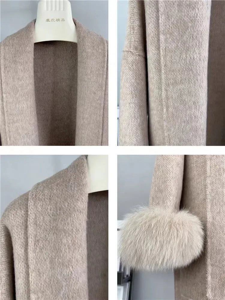 Fox Fur Elegant Double-sided Cashmere Coat