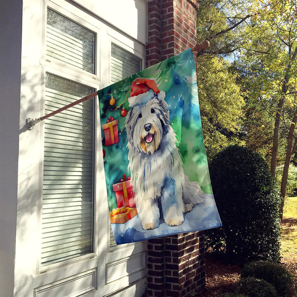 Old English Sheepdog Christmas House Flag