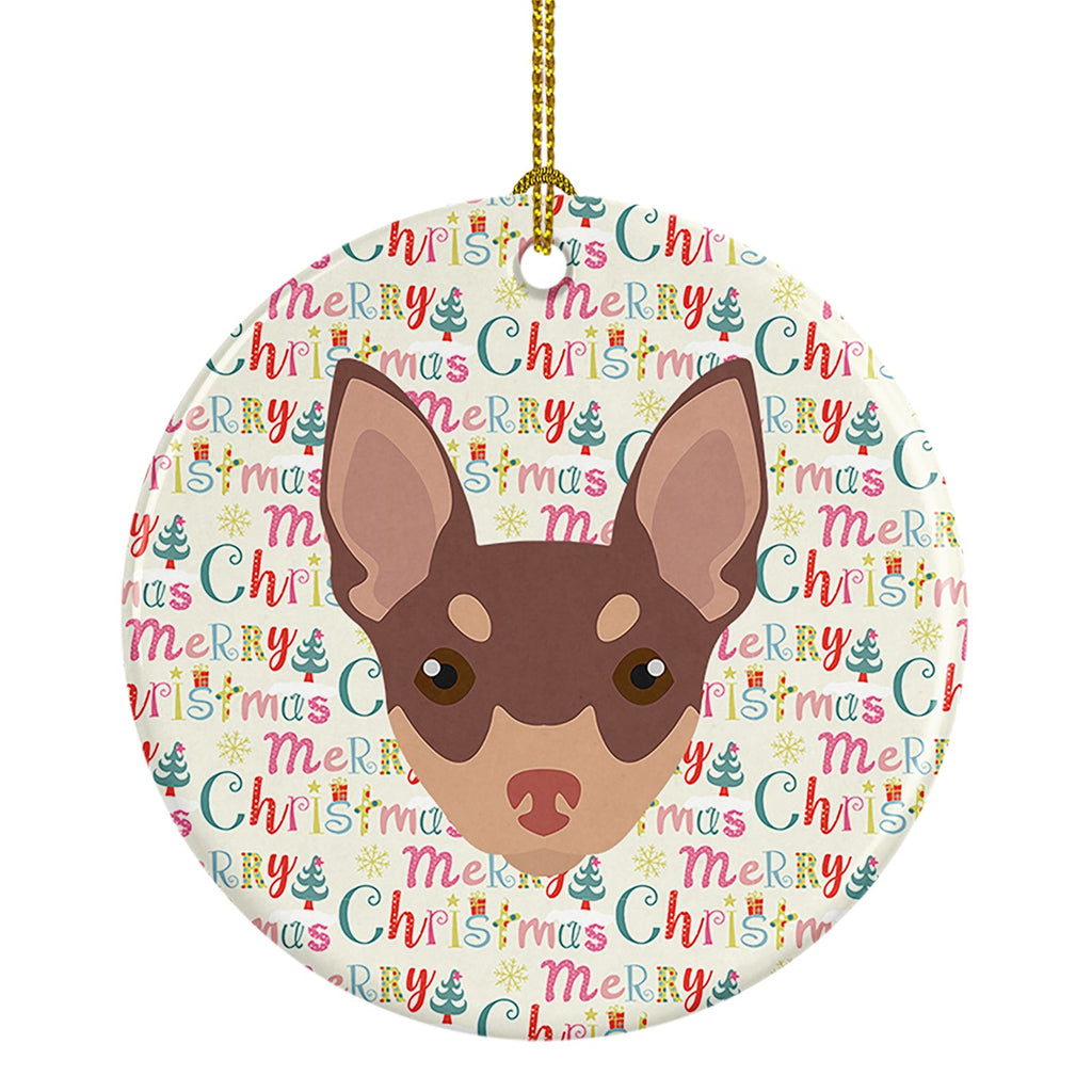 Toy Fox Terrier Merry Christmas Ceramic Ornament