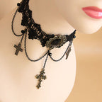 Vintage Harajuku Style Cross Choker Necklace Trio