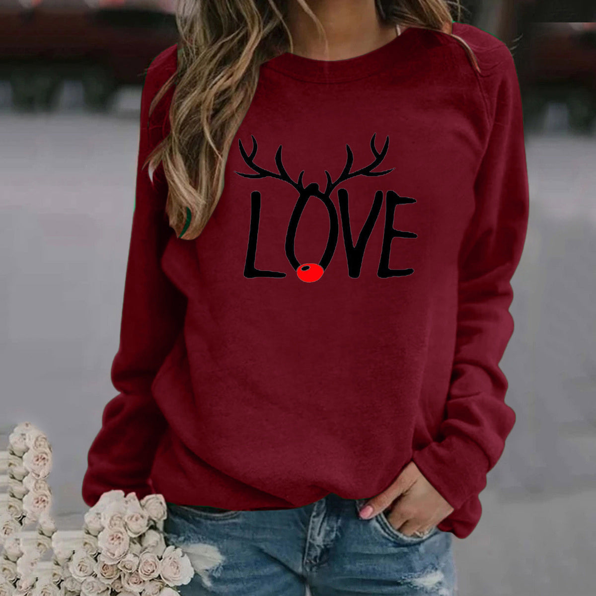 Christmas Pattern Printed Long Sleeve Sweatshirt for Women | Streetwear