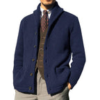 Men's Thickened Knitted Coat with Pockets and Buttons
