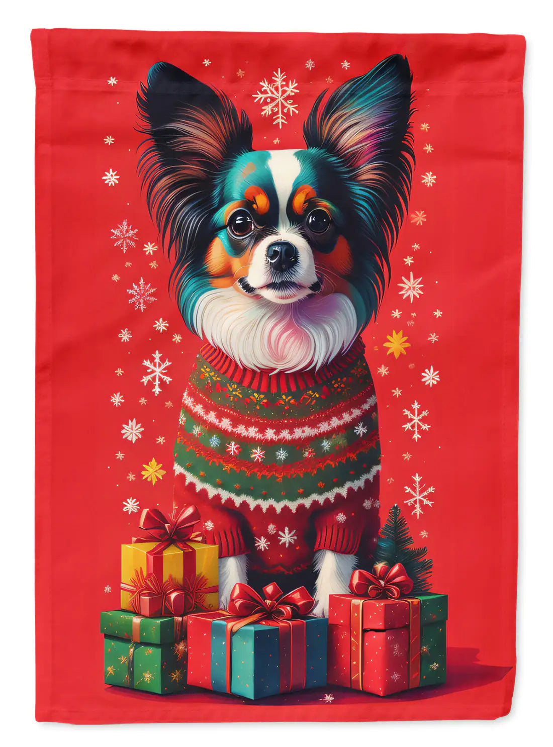 Papillon Holiday Christmas Garden Flag