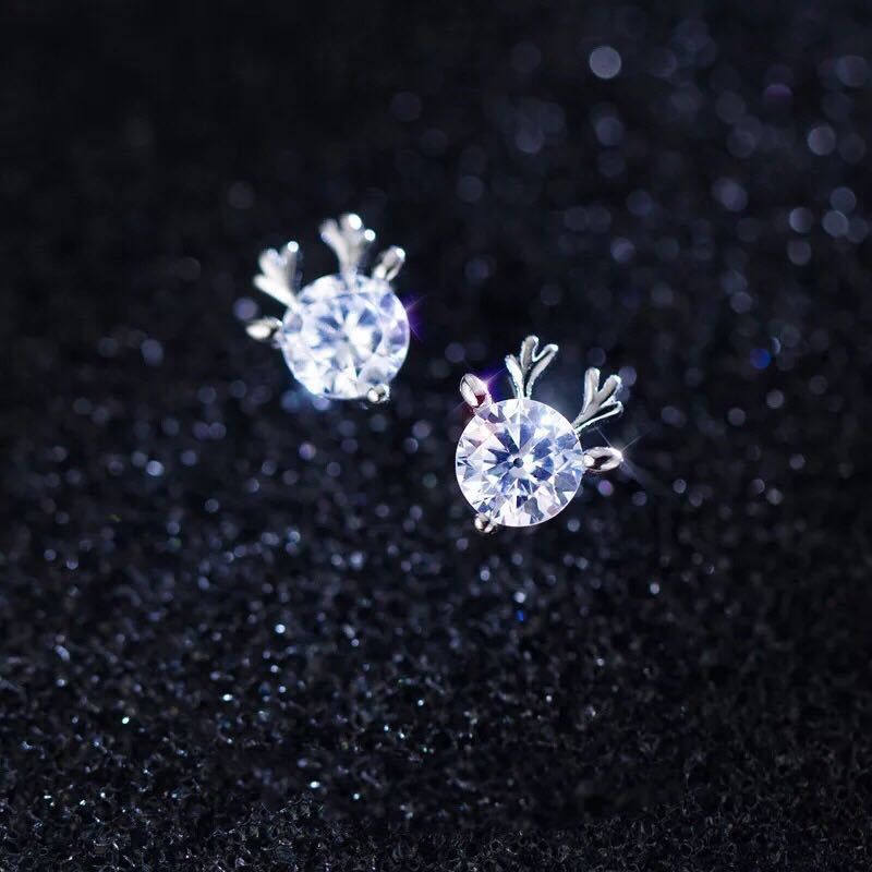Fashionable Christmas Reindeer Head Earrings (Wholesale)