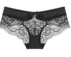 Lace Trim Transparent Mesh Women's Low Waist Panties