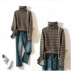Thick Houndstooth Turtleneck Pullover Sweater