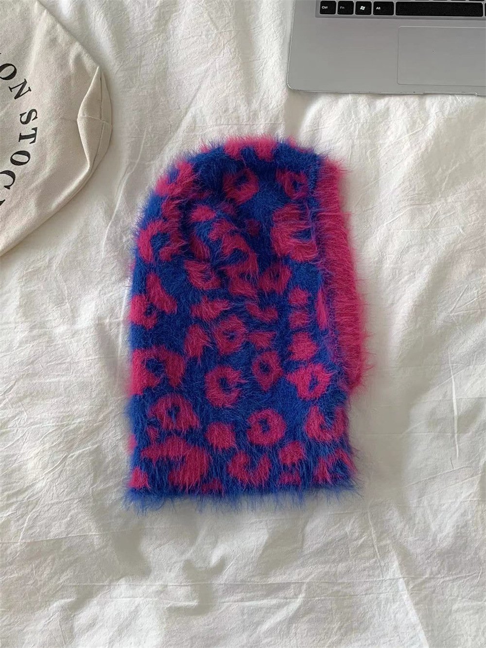 Striped Furry Color Contrast Knitted Wool Cap | Embroidered Cap