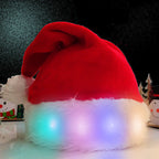 Christmas Hat LED Light Plush Children's Adult Christmas Decorations Christmas Supplies Luminous Santa Hat Home Decoracion | Embroidered Cap