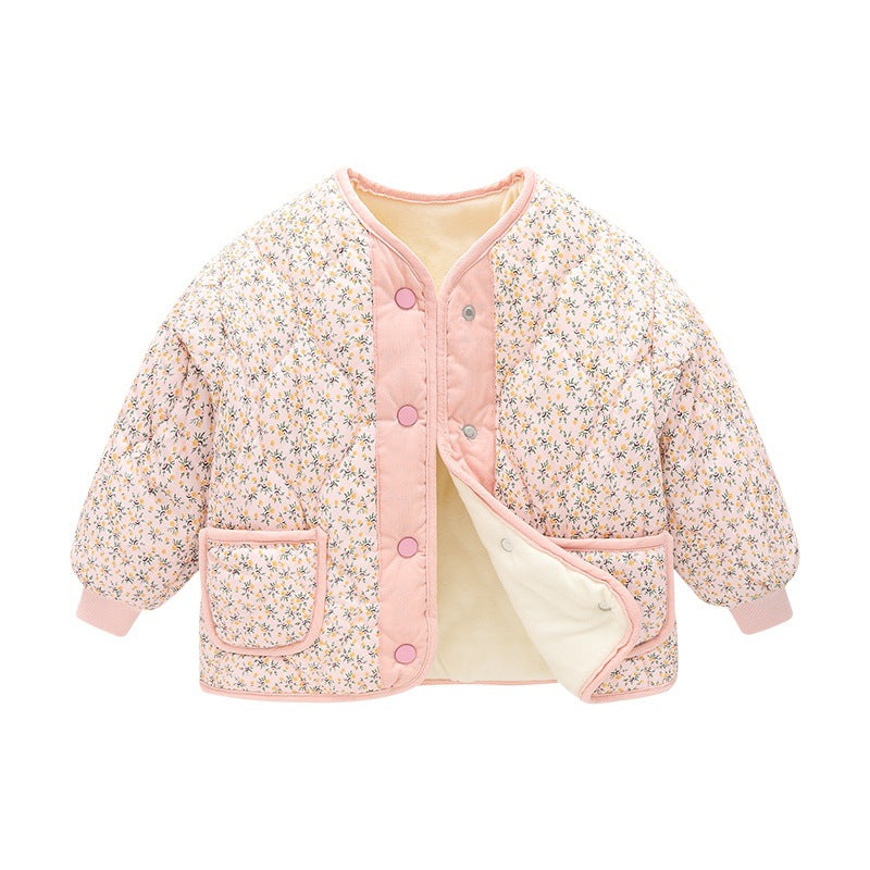 Floral Quilted Corduroy Jacket for Kids