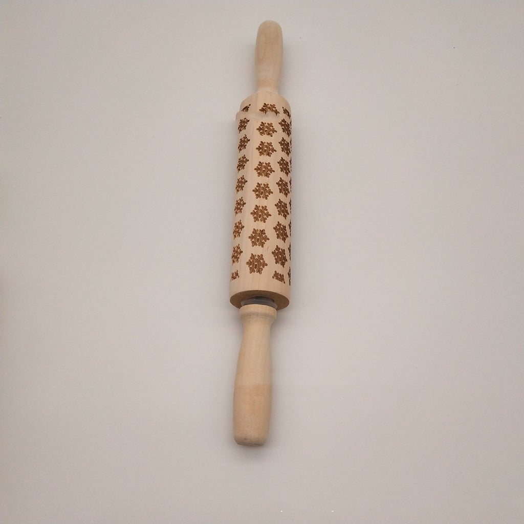 Wooden Rolling Pin with Christmas Reindeer Design