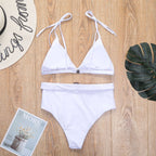 White Belted High-Waisted Bikini Set