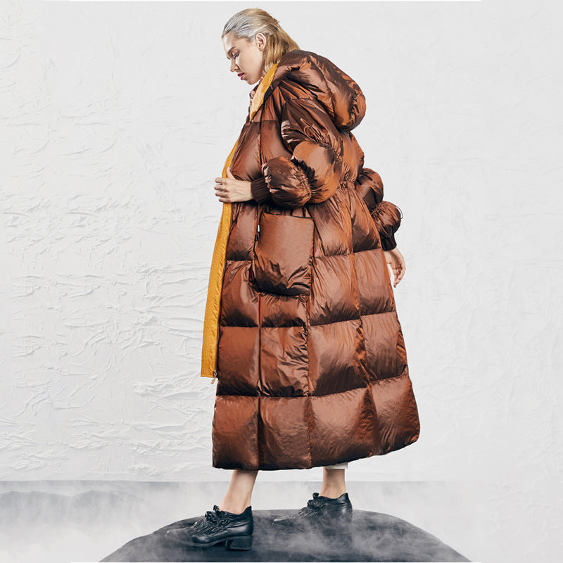 Pleated Waist White Duck Down Jacket