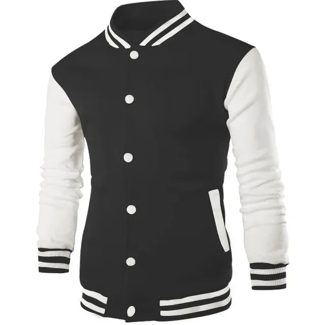 Men's Solid Color Bomber Jacket - Casual Korean Style