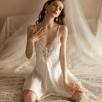 Lace Deep V Backless Nightgown for Women - Summer Style