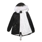 Cotton Women’s Casual Long Hooded Fur Coat Fashion